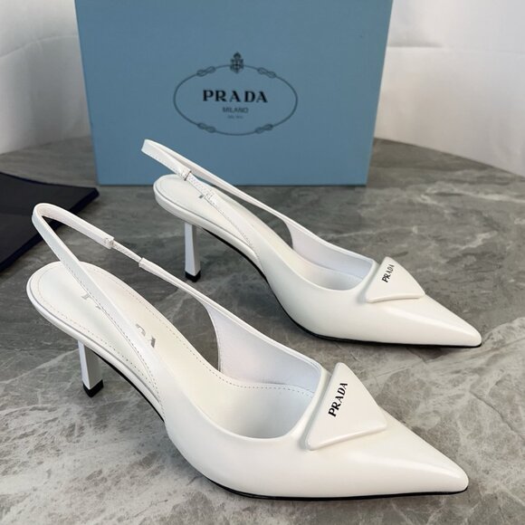 Prada White Slingback Heels - Picture 1 of 7